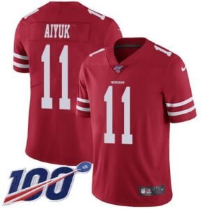 Nike San Francisco 49ers #11 Brandon Aiyuk Red Team Color Stitched NFL 100th Season Vapor Untouchable Limited Jersey