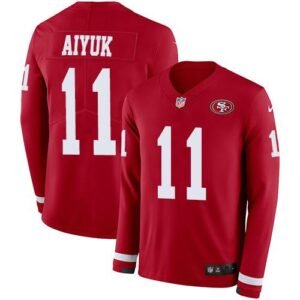 Nike San Francisco 49ers #11 Brandon Aiyuk Red Team Color Stitched NFL Limited Therma Long Sleeve Jersey