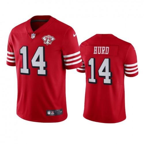 Nike San Francisco 49ers #14 Jalen Hurd Red Rush 75th Anniversary Stitched NFL Vapor Untouchable Limited Jersey