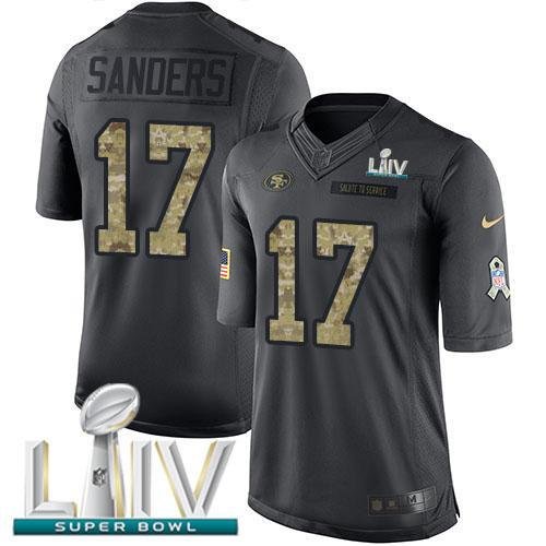Nike San Francisco 49ers #17 Emmanuel Sanders Black Super Bowl LIV 2020 Stitched NFL Limited 2016 Salute to Service Jersey