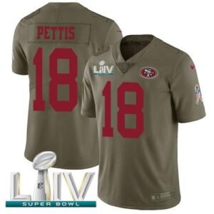 Nike San Francisco 49ers #18 Dante Pettis Olive Super Bowl LIV 2020 Stitched NFL Limited 2017 Salute To Service Jersey