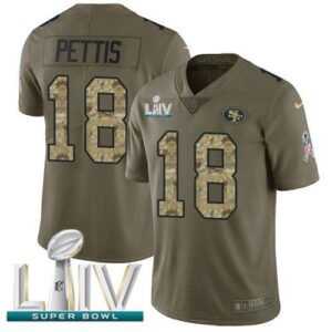 Nike San Francisco 49ers #18 Dante Pettis Olive/Camo Super Bowl LIV 2020 Stitched NFL Limited 2017 Salute To Service Jersey