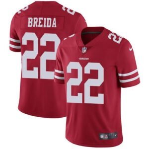 Nike San Francisco 49ers #22 Matt Breida Red Team Color Stitched NFL Vapor Untouchable Limited Jersey