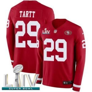 Nike San Francisco 49ers #29 Jaquiski Tartt Red Super Bowl LIV 2020 Team Color Stitched NFL Limited Therma Long Sleeve Jersey