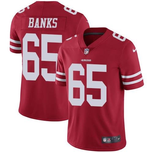 Nike San Francisco 49ers #65 Aaron Banks Red Team Color Stitched NFL Vapor Untouchable Limited Jersey