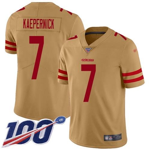 Nike San Francisco 49ers #7 Colin Kaepernick Gold Stitched NFL Limited Inverted Legend 100th Season Jersey