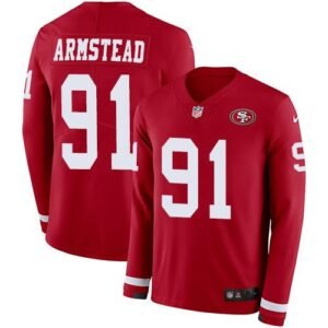Nike San Francisco 49ers #91 Arik Armstead Red Team Color Stitched NFL Limited Therma Long Sleeve Jersey