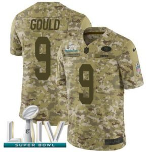 Nike San Francisco 49ers #9 Robbie Gould Camo Super Bowl LIV 2020 Stitched NFL Limited 2018 Salute To Service Jersey