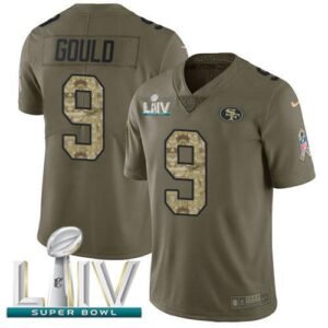 Nike San Francisco 49ers #9 Robbie Gould Olive/Camo Super Bowl LIV 2020 Stitched NFL Limited 2017 Salute To Service Jersey
