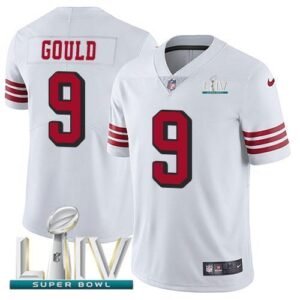 Nike San Francisco 49ers #9 Robbie Gould White Super Bowl LIV 2020 Rush Stitched NFL Vapor Untouchable Limited Jersey