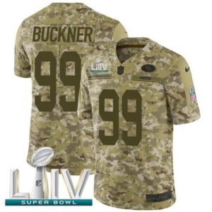Nike San Francisco 49ers #99 DeForest Buckner Camo Super Bowl LIV 2020 Stitched NFL Limited 2018 Salute To Service Jersey