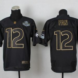 Nike Seahawks #12 Fan Black Gold No. Fashion Stitched NFL Elite Jersey