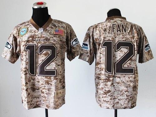 Nike Seahawks #12 Fan Camo Stitched NFL New Elite USMC Jersey