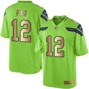 Nike Seahawks #12 Fan Green Stitched NFL Limited Gold Rush Jersey