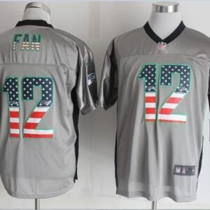 Nike Seahawks #12 Fan Grey Stitched NFL Elite USA Flag Fashion Jersey