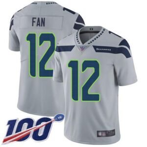 Nike Seahawks #12 Fan Grey Alternate Stitched NFL 100th Season Vapor Limited Jersey