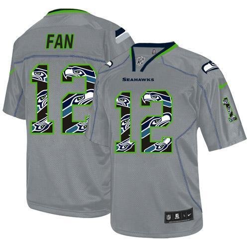 Nike Seahawks #12 Fan New Lights Out Grey Stitched NFL Elite Jersey