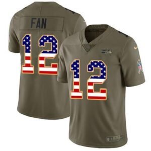 Nike Seahawks #12 Fan Olive/USA Flag Stitched NFL Limited 2017 Salute To Service Jersey