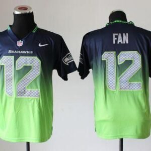Nike Seahawks #12 Fan Steel Blue/Green Stitched NFL Elite Fadeaway Fashion Jersey