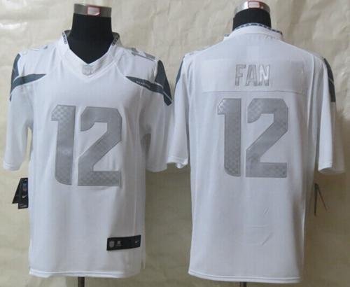 Nike Seahawks #12 Fan White Stitched NFL Limited Platinum Jersey