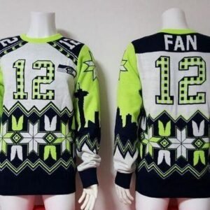 Nike Seahawks #12 Fan White Ugly Sweater