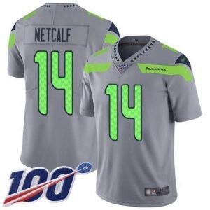 Nike Seahawks #14 D.K. Metcalf Gray Stitched NFL Limited Inverted Legend 100th Season Jersey