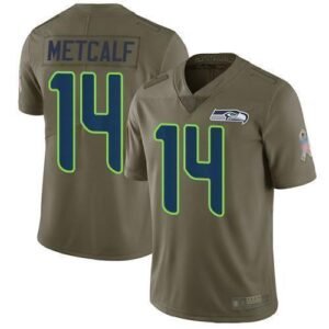 Nike Seahawks #14 D.K. Metcalf Olive Stitched NFL Limited 2017 Salute To Service Jersey