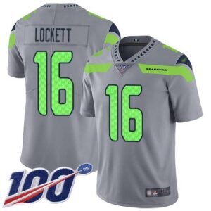 Nike Seahawks #16 Tyler Lockett Gray Stitched NFL Limited Inverted Legend 100th Season Jersey