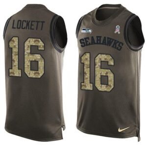 Nike Seahawks #16 Tyler Lockett Green Stitched NFL Limited Salute To Service Tank Top Jersey