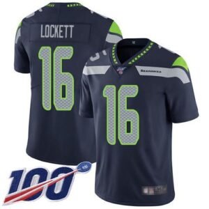 Nike Seahawks #16 Tyler Lockett Steel Blue Team Color Stitched NFL 100th Season Vapor Limited Jersey