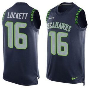 Nike Seahawks #16 Tyler Lockett Steel Blue Team Color Stitched NFL Limited Tank Top Jersey