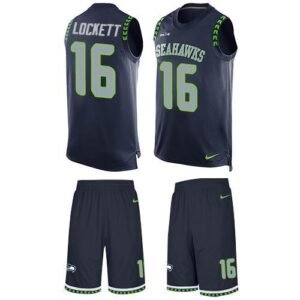 Nike Seahawks #16 Tyler Lockett Steel Blue Team Color Stitched NFL Limited Tank Top Suit Jersey