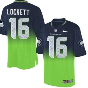 Nike Seahawks #16 Tyler Lockett Steel Blue/Green Stitched NFL Elite Fadeaway Fashion Jersey