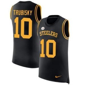 Nike Steelers #10 Mitchell Trubisky Black Team Color Stitched NFL Limited Rush Tank Top Jersey