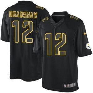 Nike Steelers #12 Terry Bradshaw Black Stitched NFL Impact Limited Jersey
