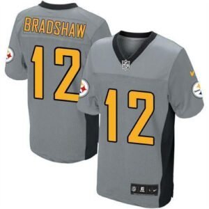 Nike Steelers #12 Terry Bradshaw Grey Shadow Stitched NFL Elite Jersey