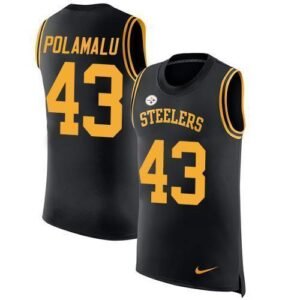 Nike Steelers #43 Troy Polamalu Black Team Color Stitched NFL Limited Rush Tank Top Jersey