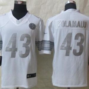Nike Steelers #43 Troy Polamalu White Stitched NFL Limited Platinum Jersey