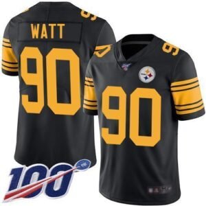 Nike Steelers #90 T. J. Watt Black Stitched NFL Limited Rush 100th Season Jersey