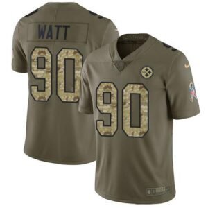 Nike Steelers #90 T. J. Watt Olive/Camo Stitched NFL Limited 2017 Salute To Service Jersey