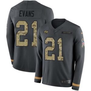 Nike Tampa Bay Buccaneers #21 Justin Evans Anthracite Salute to Service Stitched NFL Limited Therma Long Sleeve Jersey