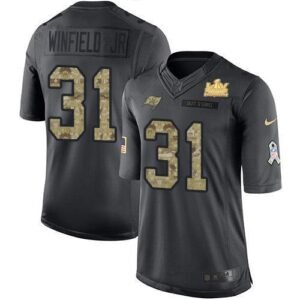 Nike Tampa Bay Buccaneers #31 Antoine Winfield Jr. Black Super Bowl LV Champions Patch NFL Limited 2016 Salute to Service Jersey