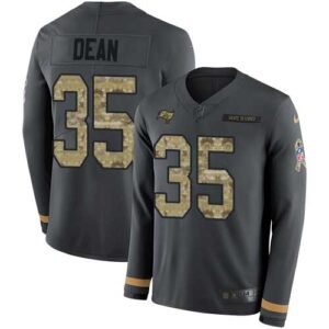 Nike Tampa Bay Buccaneers #35 Jamel Dean Anthracite Salute to Service Stitched NFL Limited Therma Long Sleeve Jersey