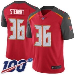 Nike Tampa Bay Buccaneers #36 M.J. Stewart Red Team Color Stitched NFL 100th Season Vapor Untouchable Limited Jersey
