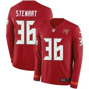 Nike Tampa Bay Buccaneers #36 M.J. Stewart Red Team Color Stitched NFL Limited Therma Long Sleeve Jersey