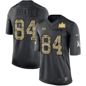 Nike Tampa Bay Buccaneers #84 Cameron Brate Black Super Bowl LV Champions Patch NFL Limited 2016 Salute to Service Jersey