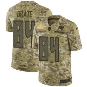 Nike Tampa Bay Buccaneers #84 Cameron Brate Camo Super Bowl LV Champions Patch Stitched NFL Limited 2018 Salute To Service Jersey