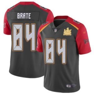 Nike Tampa Bay Buccaneers #84 Cameron Brate Gray Super Bowl LV Champions Patch Stitched NFL Limited Inverted Legend Jersey