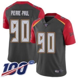 Nike Tampa Bay Buccaneers #90 Jason Pierre-Paul Gray Stitched NFL Limited Inverted Legend 100th Season Jersey