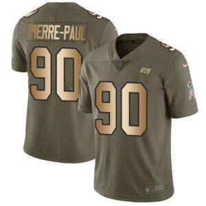 Nike Tampa Bay Buccaneers #90 Jason Pierre-Paul Olive/Gold Stitched NFL Limited 2017 Salute To Service Jersey
